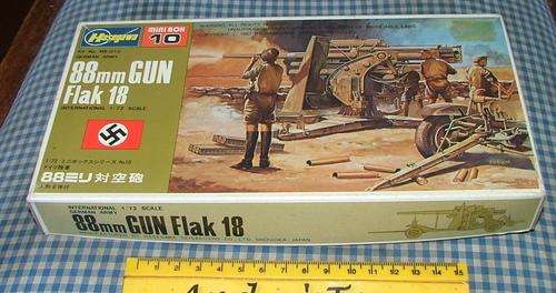 HASEGAWA 1/72 GERMAN 88MM GUN FLAK 18, MB-010 (UNSTARTED KIT)