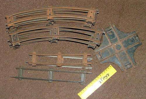 O Gauge 2 Rail Track - tinplate - 13 pieces - mixed