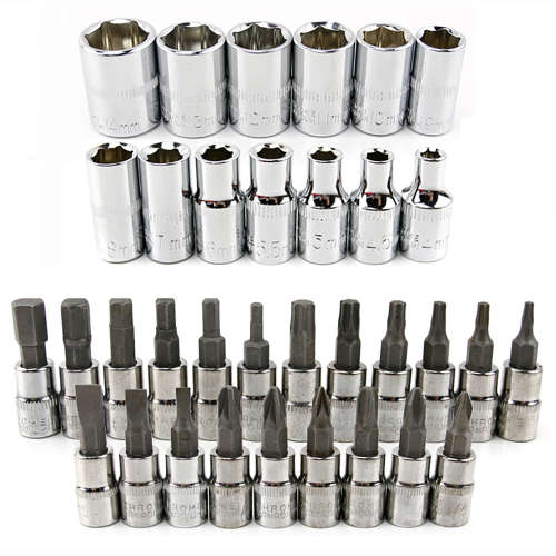 46 pieces car repair tools 1/4 inch socket set ratchet set torque wrench combination drill bit