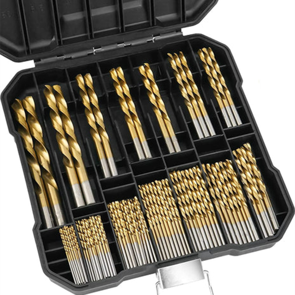 99 pieces high speed steel titanium plated accessories electric drill bit set with box