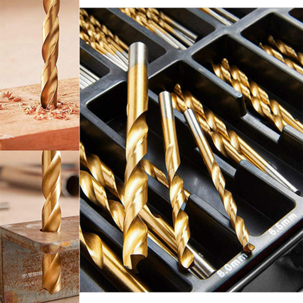 99 pieces high speed steel titanium plated accessories electric drill bit set with box