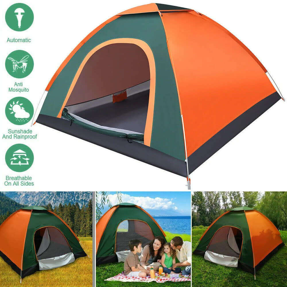 Outdoor tent 4 person camping tent large space quality and convenient four corner tent family travel