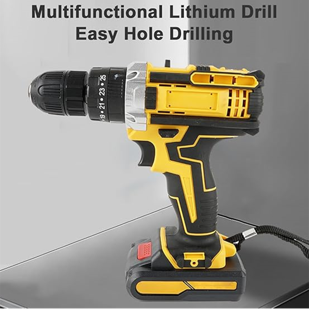 Cordless Electric Impact Drill Set Multi-function Power Tool with Tool Box + Drill Bit Set
