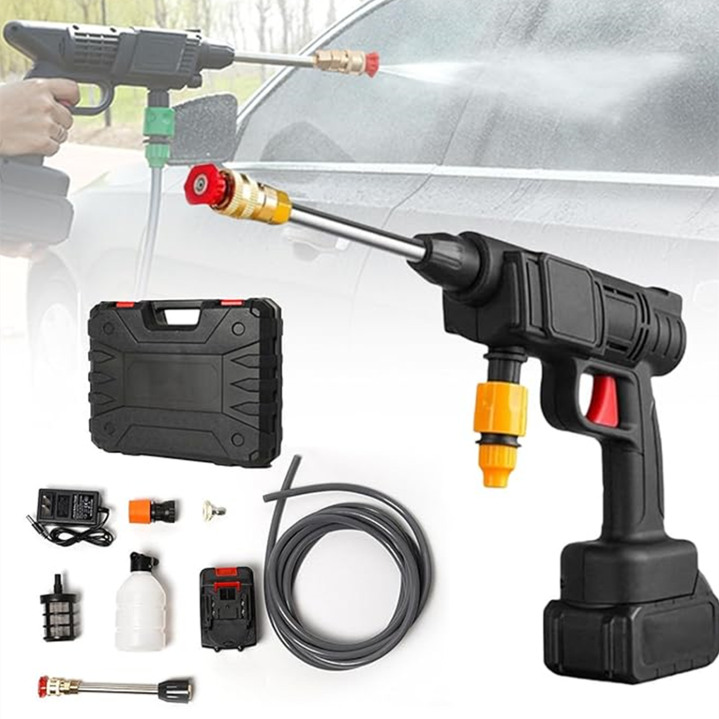 Portable 48V Cordless Car Wash Kit with High Pressure Spray Gun Rechargeable Car Wash Gun