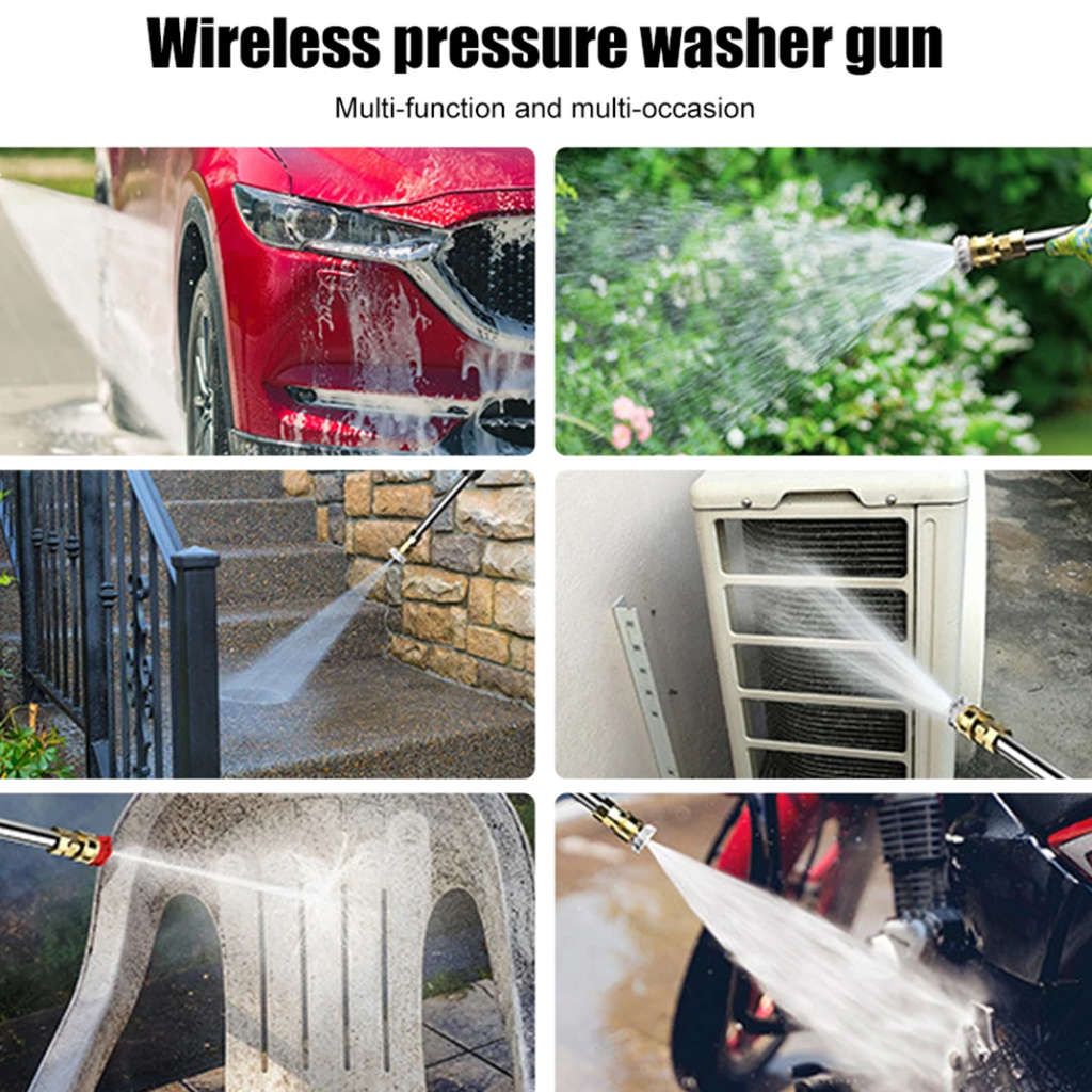 Portable 48V Cordless Car Wash Kit with High Pressure Spray Gun Rechargeable Car Wash Gun