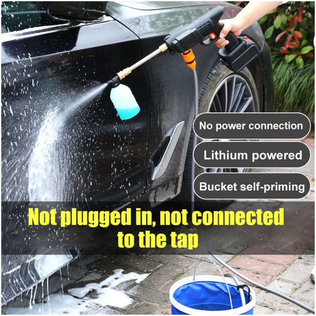 Portable 48V Cordless Car Wash Kit with High Pressure Spray Gun Rechargeable Car Wash Gun