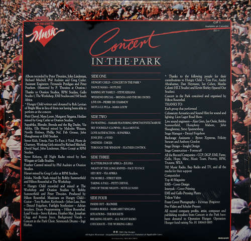 Concert in the Park  double LP album still sealed. Legendary concert Johannesburg Ellis Park 1985