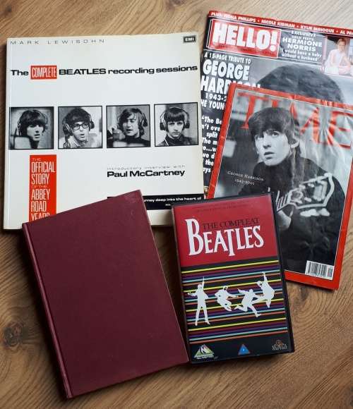 Beatles Memorabilia books and vintage VHS The Compleat Beatles published 1980s