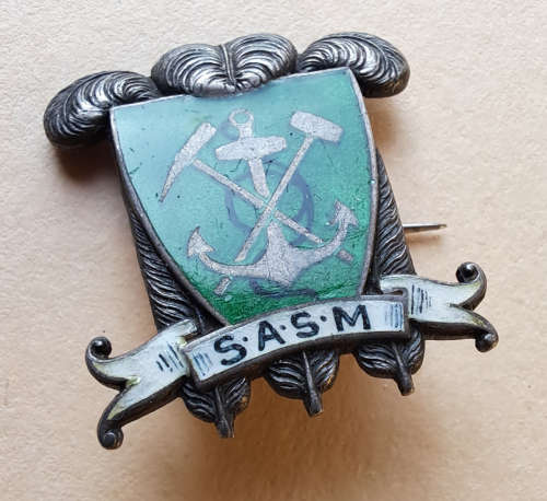 A vintage rare S.A.S.M railway Sterling Silver pin badge plus Rand Pioneers and Stilfontein Mine pin