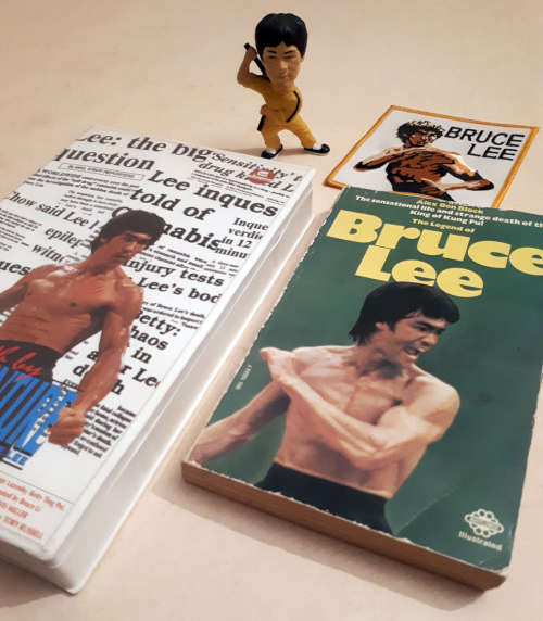 Legend of Bruce Lee  King of Kung Fu figurine VHS tape and Biography