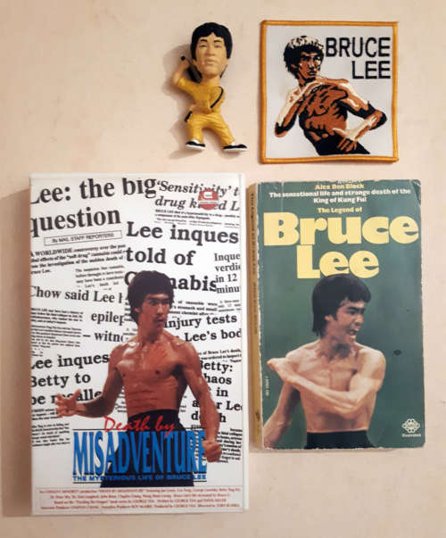 Legend of Bruce Lee  King of Kung Fu figurine VHS tape and Biography