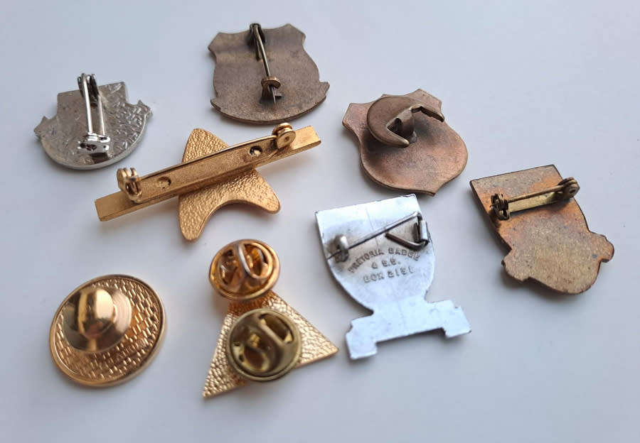 Vintage historic South African banks pin badges and Eskom pin badges
