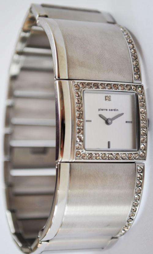 *BRAND NEW* Pierre Cardin Ladies Stainless Steel Square With Stones P556396 *LADIES WATCH*