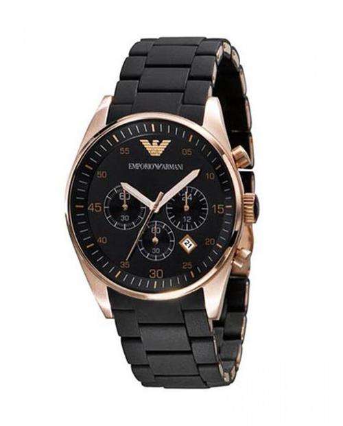 **GORGEOUS**Ladies Emporio Armani Black/Gold two tone watch*R5299*Guarantee,Box,papers,tags**