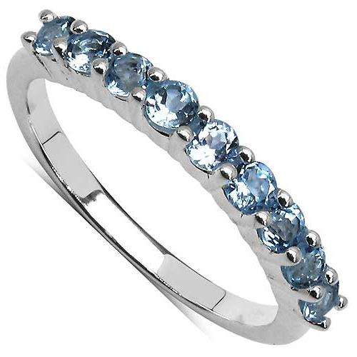 *IN STOCK*Genuine Topaz 1.00CT .925 Sterling Silver 9 Stone Ring**GORGEOUS**US SIZE 8