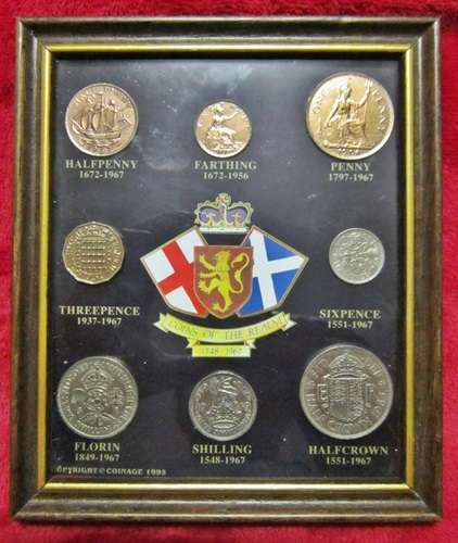 ## Coins of the Realm 1548-1967 UK Souvenir Coins in Frame ** +/- 145mm x +/-168mm ##