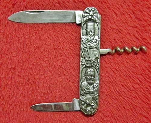 ## Beautiful Silver Coloured Kruger & De Wet Pocket Knife ** Blades Worn - Unknown Maker ##