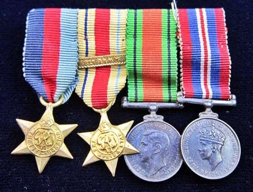 ## Miniature WWII Medal Group with 8th Army Clasp ##
