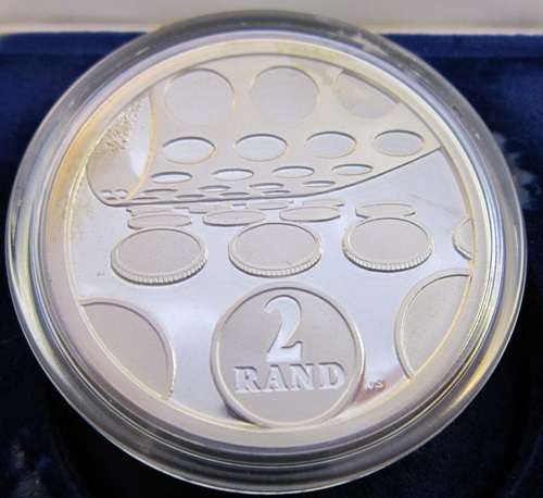 ## Proof 1992 South Africa Mint Technology Silver R2/Crown in SAM Box ##