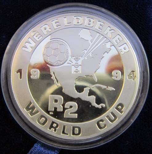 ## Proof 1994 South Africa SIlver Soccer World Cup R2/Crown in SAM Box ##