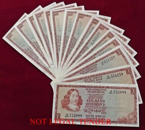 ## Collection 15 x Various T.W. de Jongh R1 Notes ** Bid per Note for the LOT ##