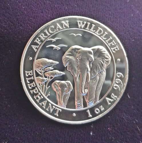 ## 1 Oz AG 999 African Wildlife - Elephant - 2015 Somali Bullion Coin ##
