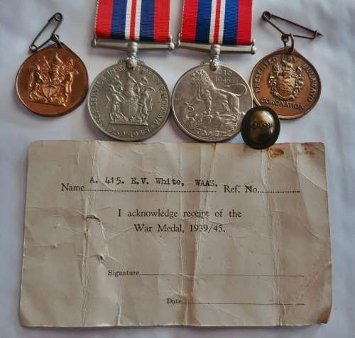 ## 1939-1945 WWII Medal with Rhodesian Medal with Original Medal Section Postcard ## E.V. White