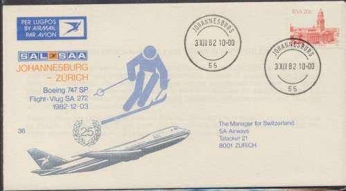 SAA FLIGHT  FIRST DAY COVER NO 36