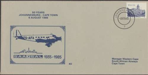 SAA FLIGHT  FIRST DAY COVER NO 40