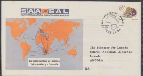 SAA FLIGHT  FIRST DAY COVER NO 52
