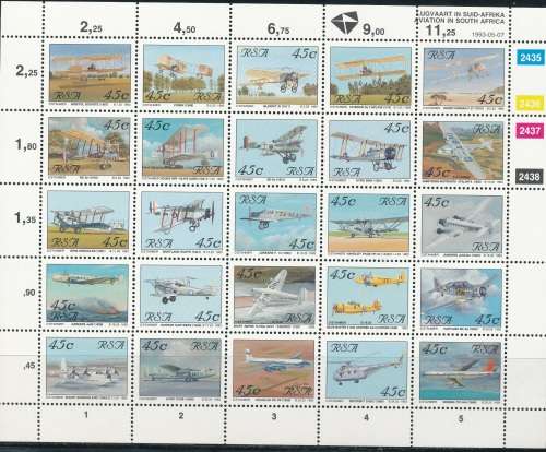 RSA  1993 -  AVIATION IN SOUTH AFRICA   FULL SHEET FINE MINT