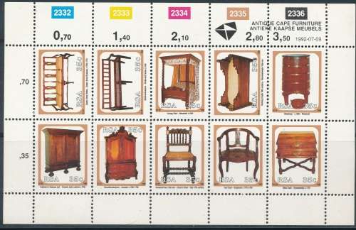 RSA  1992 -  CAPE FURNITURE  MINI-SHEET FINE MINT
