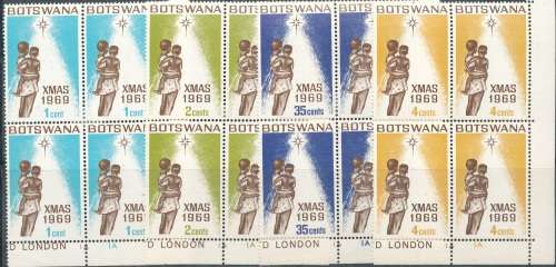 BOTSWANA -  1969  - CHRISTMAS CONTROL BLOCKS SET  MINT
