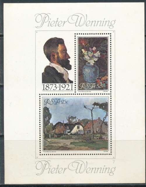 RSA  1980 - PIETER WENNING MINI-SHEET  FINE  MINT