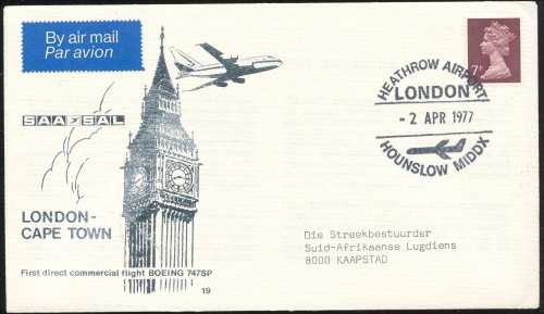 SAA FLIGHT  FIRST DAY COVER NO 19