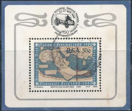 RSA  1988 -  DISCOVERY OF THE CAPE   MINI-SHEET POSTALLY USED