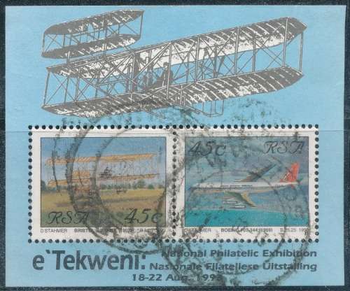 RSA  1993 -  AVIATION IN SOUTH AFRICA   MINI-SHEET FINE POSTALLY USED