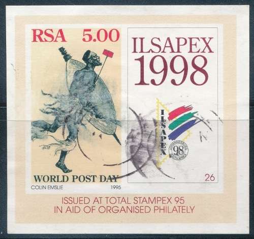RSA  1995 -  ILSAPEX 1998   MINI-SHEET POSTALLY USED