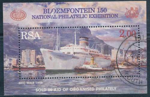 RSA  1996 -  BLOEMFONTEIN 150 STAMP EXHIB MINI-SHEET POSTALLY USED