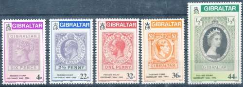 1986  -  GIBRALTAR  -  Anniversary of the Postage Stamp -  COMPLETE SET  - FINE  MINT