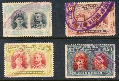 1910 -  RHODESIA BSAC   DOUBLE HEADS  GALORE -   62  ITEMS  IN  TOTAL  -   MANY SCANS BELOW
