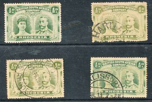 1910 -  RHODESIA BSAC   DOUBLE HEADS  GALORE -   62  ITEMS  IN  TOTAL  -   MANY SCANS BELOW