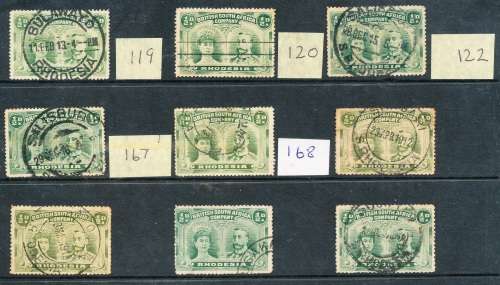 1910 -  RHODESIA BSAC   DOUBLE HEADS  GALORE -   62  ITEMS  IN  TOTAL  -   MANY SCANS BELOW