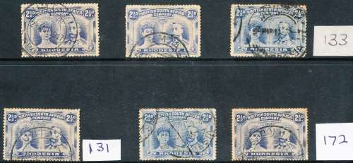 1910 -  RHODESIA BSAC   DOUBLE HEADS  GALORE -   62  ITEMS  IN  TOTAL  -   MANY SCANS BELOW