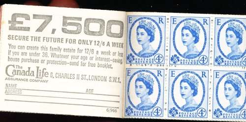 GB - QE   1966 -  6 SHILLING  COMPLETE  BOOKLET  - FINE MINT ITEM   R1400+