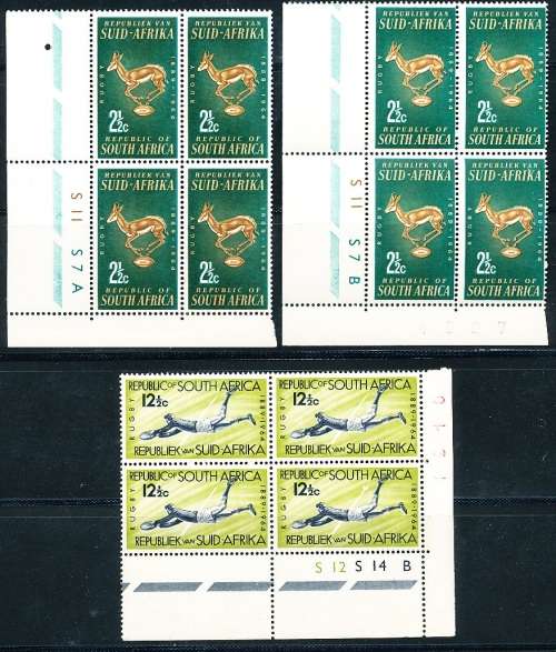 RSA  -  1963 -   South African Rugby Board    CONTROL BLOCKS   -  FINE  MINT