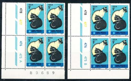 RSA  -  1972 -  SPCA   CONTROL BLOCKS  A & B  -   FINE MINT