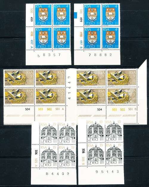 RSA  -  1973 -  University of South Africa   CONTROL BLOCKS  A & B  -   FINE MINT