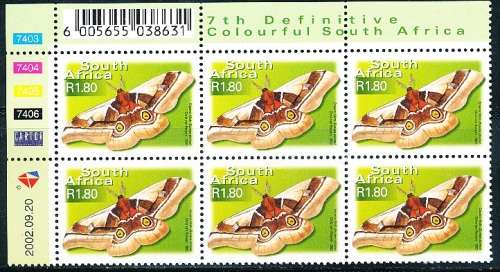 RSA -  2002  -  ADDITIONAL VALUE  R1.80  CONTROL BLOCK  -   FINE  MINT