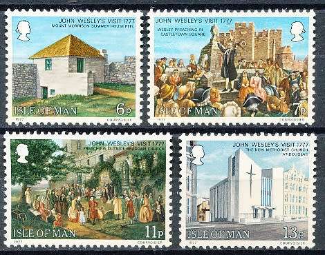 ISLE of MAN  - 1977   John Wesleys Visit   SET  -  FINE  MINT